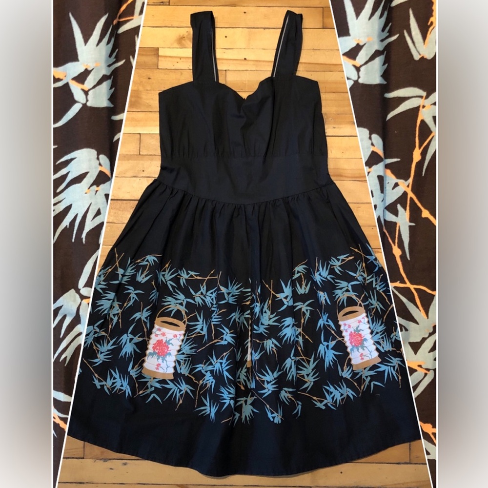 NWT Unworn 90s/Y2K Hot Topic Retro Rockabilly Tropical Tiki Lantern Dress LG